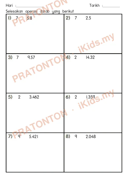 Pratonton muka 1 lembaran Part 2 Tajuk Perpuluhan dan Peratus Tahun 4 — Matematik Tahun 4