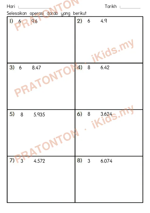Pratonton muka 2 lembaran Part 2 Tajuk Perpuluhan dan Peratus Tahun 4 — Matematik Tahun 4