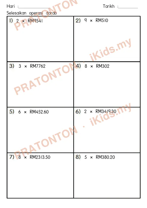 Pratonton muka 2 lembaran Part 2 Tajuk Wang Tahun 4 — Matematik Tahun 4