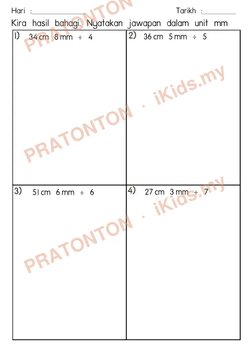 Pratonton muka 2 lembaran Part 3 Panjang Jisim Isipadu Cecair — Matematik Tahun 4