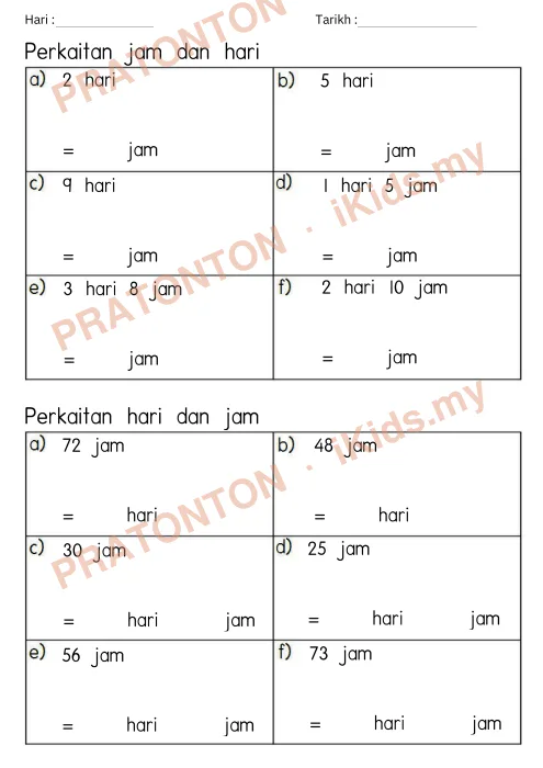 Pratonton muka 1 lembaran Part 3 Tajuk Masa dan Waktu — Matematik Tahun 4