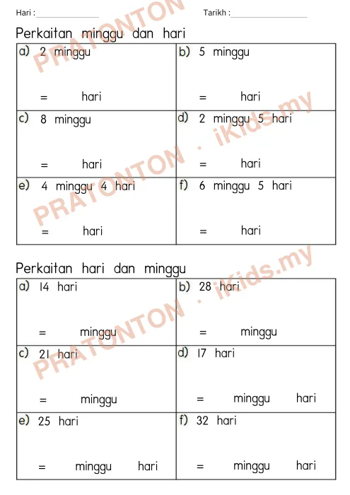 Pratonton muka 2 lembaran Part 3 Tajuk Masa dan Waktu — Matematik Tahun 4