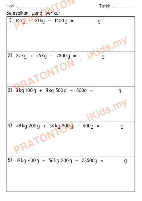 Pratonton muka 2 lembaran Latihan Ukuran — Matematik Tahun 4