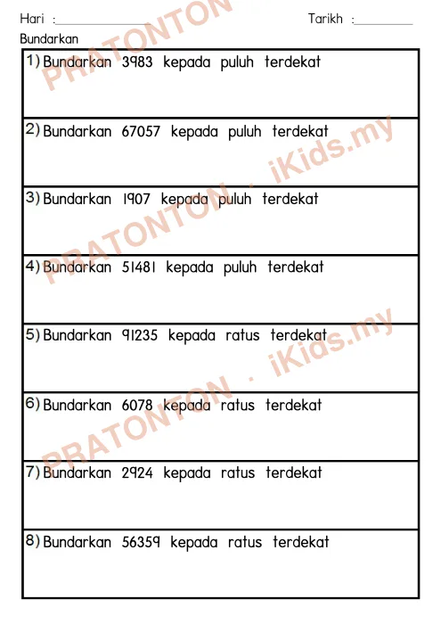 Pratonton muka 1 lembaran Latihan Nombor dan Operasi — Matematik Tahun 4