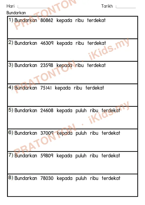 Pratonton muka 2 lembaran Latihan Nombor dan Operasi — Matematik Tahun 4