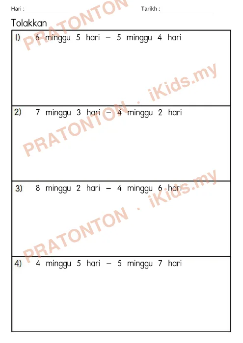 Pratonton muka 2 lembaran Latihan Masa dan Waktu — Matematik Tahun 4