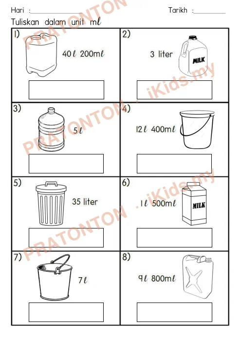 Pratonton muka 2 lembaran Latihan Ukuran — Matematik Tahun 4