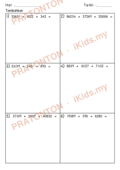 Pratonton muka 1 lembaran Latihan Nombor dan Operasi — Matematik Tahun 4