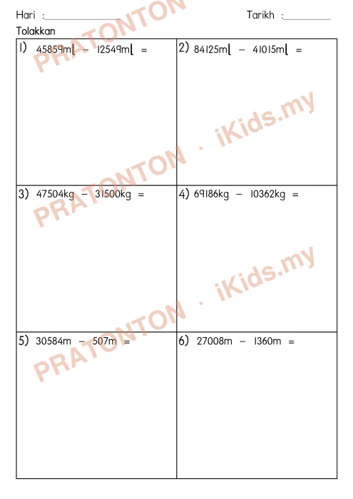 Pratonton muka 2 lembaran Latihan Nombor dan Operasi — Matematik Tahun 4
