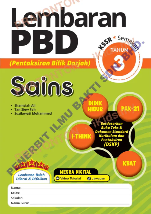 Pratonton muka 1 lembaran PBD Sains — Sains Tahun 3