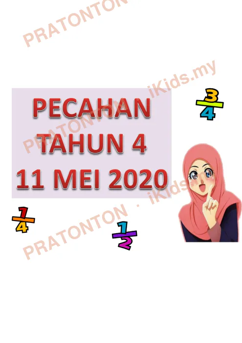 Pratonton muka 1 lembaran Latihan Pecahan — Matematik Tahun 4