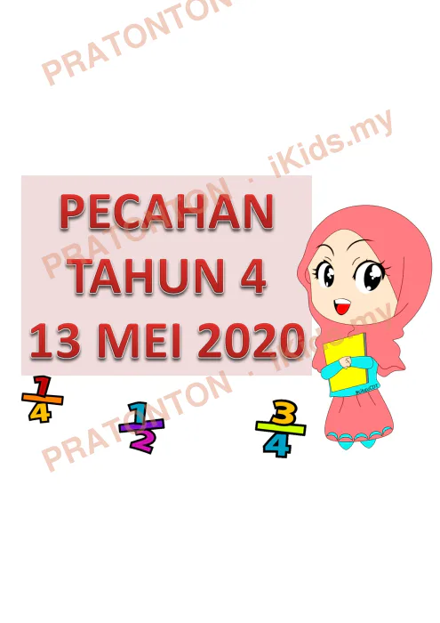 Pratonton muka 1 lembaran Latihan Pecahan — Matematik Tahun 4