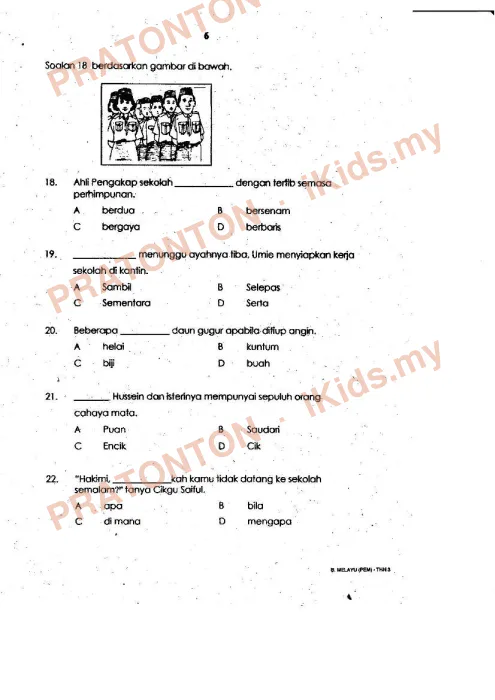 Pratonton muka 6 lembaran Pemahaman Bahasa Melayu — Bahasa Melayu Tahun 3
