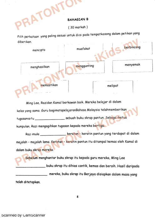 Pratonton muka 9 lembaran Pemahaman Bahasa Melayu — Bahasa Melayu Tahun 3