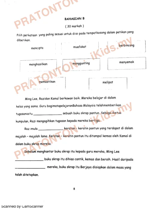 Pratonton muka 9 lembaran Pemahaman Bahasa Melayu — Bahasa Melayu Tahun 3
