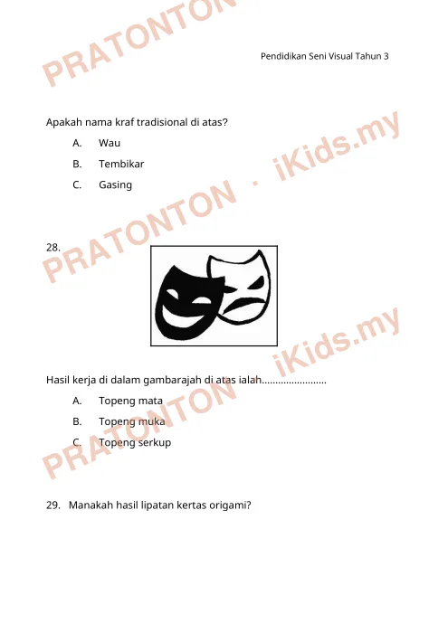 Pratonton muka 8 lembaran Pendidikan Seni Visual — Pendidikan Kesenian Tahun 3