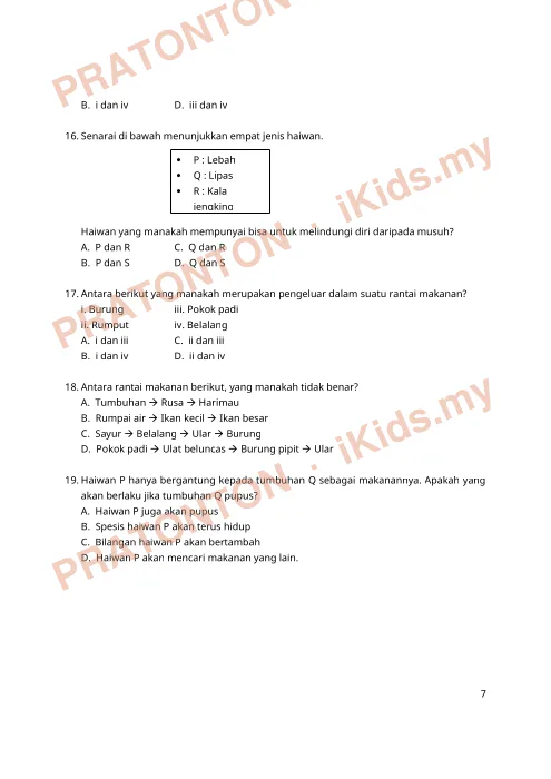 Pratonton muka 7 lembaran Penilaian Kendalian Sekolah — Sains Tahun 5 — Sains Tahun 5