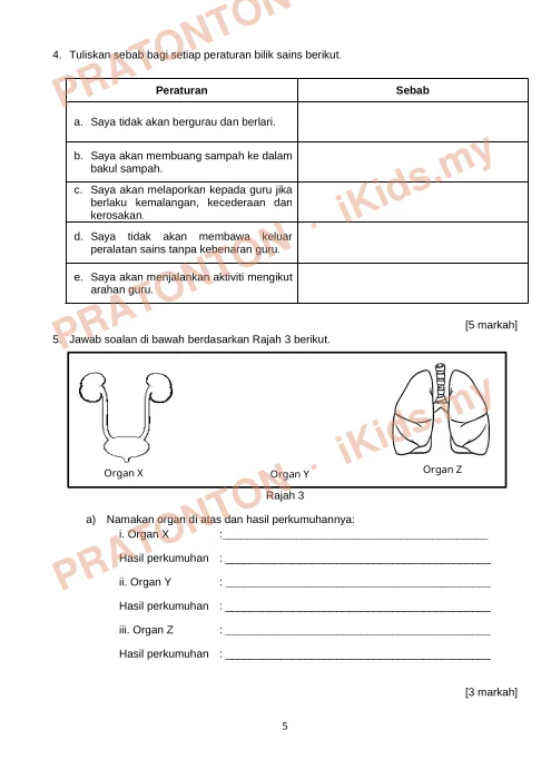 Pratonton muka 5 lembaran Penilaian Sains 1 — Sains Tahun 4