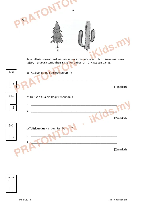 Pratonton muka 8 lembaran Pentaksiran Pertengahan Tahun 2018 — Sains Tahun 5 (Set B) — Sains Tahun 5