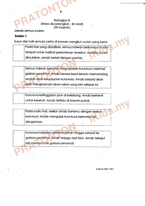 Pratonton muka 4 lembaran Penulisan Bahasa Melayu — Bahasa Melayu Tahun 3