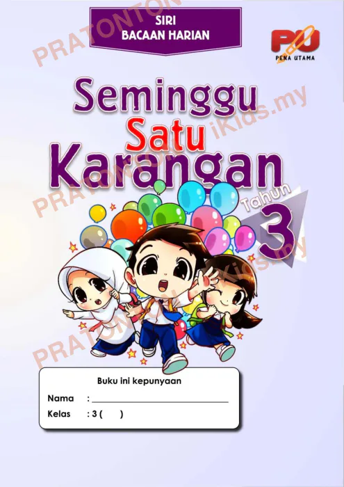 Pratonton muka 1 lembaran Penulisan Bahasa Melayu — Bahasa Melayu Tahun 3