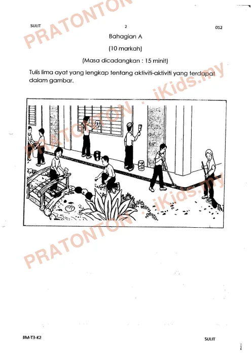 Pratonton muka 1 lembaran Penulisan Bahasa Melayu — Bahasa Melayu Tahun 3