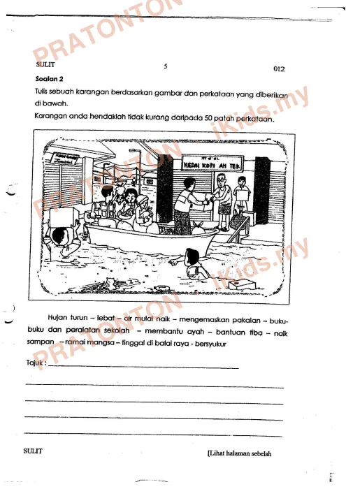 Pratonton muka 4 lembaran Penulisan Bahasa Melayu — Bahasa Melayu Tahun 3