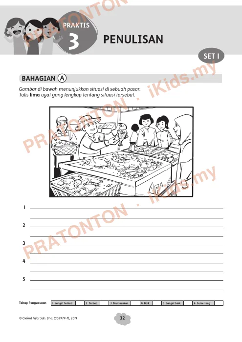 Pratonton muka 1 lembaran Penulisan Bahasa Melayu — Bahasa Melayu Tahun 4