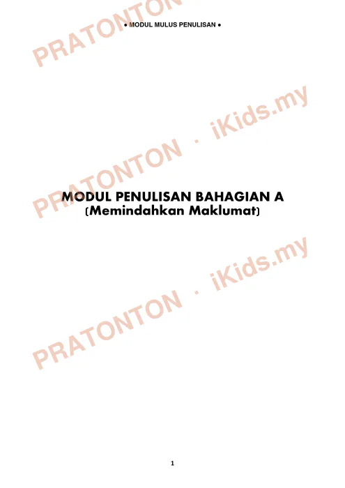 Pratonton muka 1 lembaran Penulisan Bahasa Melayu — Bahasa Melayu Tahun 4