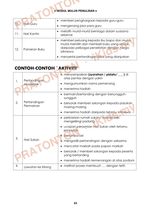 Pratonton muka 63 lembaran Penulisan Bahasa Melayu — Bahasa Melayu Tahun 4