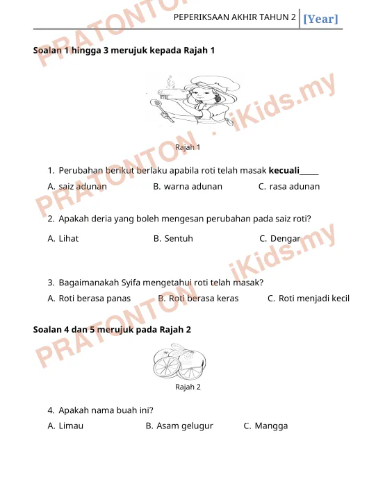 Pratonton muka 1 lembaran PEPERIKSAAN AKHIR TAHUN 2 — Sains Tahun 2
