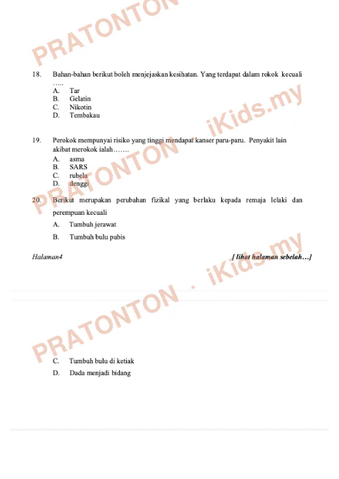 Pratonton muka 5 lembaran Peperiksaan Akhir Tahun — Pendidikan Kesihatan Tahun 6 — Pendidikan Kesihatan Tahun 6