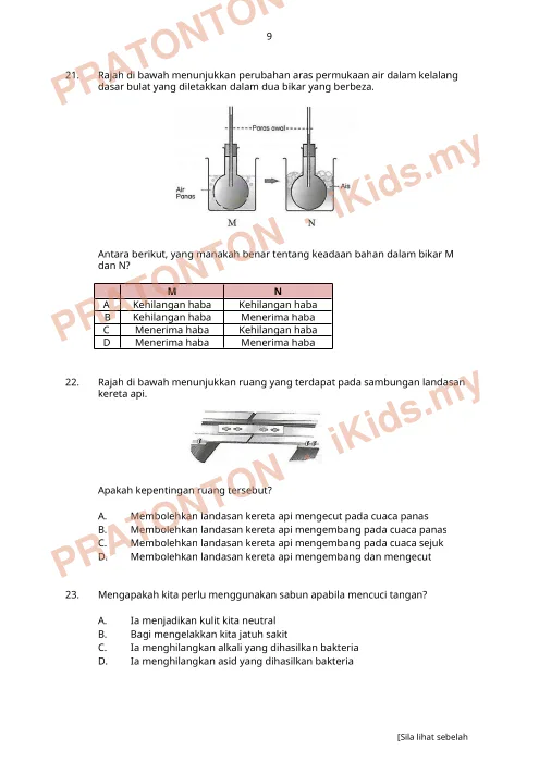 Pratonton muka 11 lembaran Peperiksaan Akhir Tahun — Sains Tahun 5 (Set A) — Sains Tahun 5