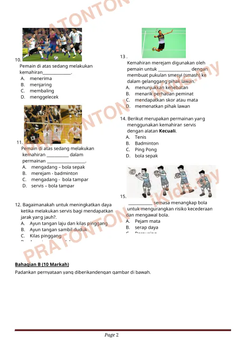Pratonton muka 2 lembaran PEPERIKSAAN AKHIR TAHUN — Pendidikan Kesihatan Tahun 6