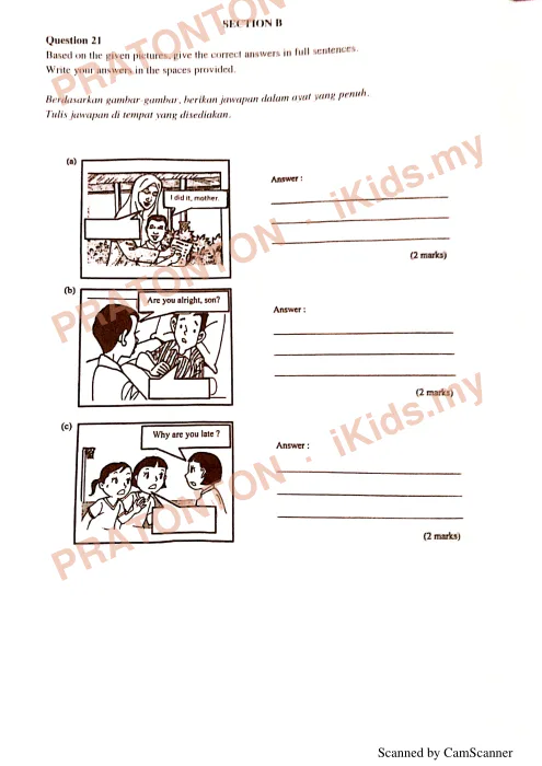 Pratonton muka 6 lembaran Peperiksaan Nilai Tambah Johor 2019 — Bahasa Inggeris Pemahaman — Bahasa Inggeris Tahun 6
