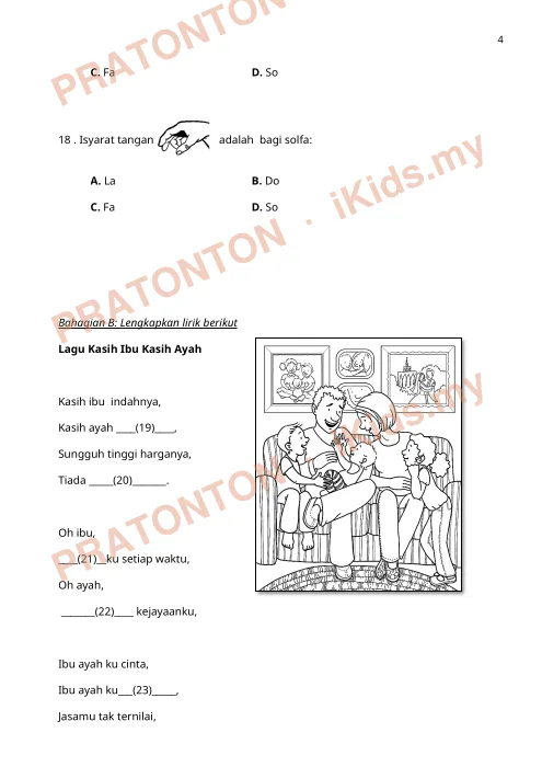Pratonton muka 4 lembaran Peperiksaan Pertengahan Tahun 2018 — Pendidikan Muzik Tahun 5 — Pendidikan Kesenian Tahun 5