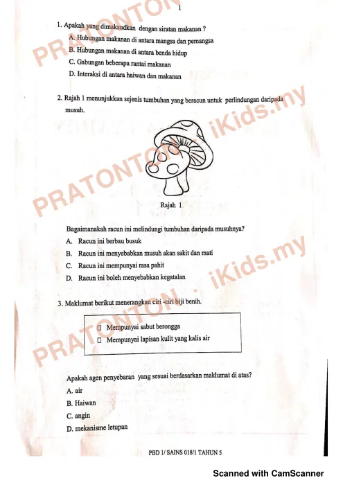 Pratonton muka 1 lembaran Peperiksaan Pertengahan Tahun — Sains Tahun 5 Kertas 1 — Sains Tahun 5