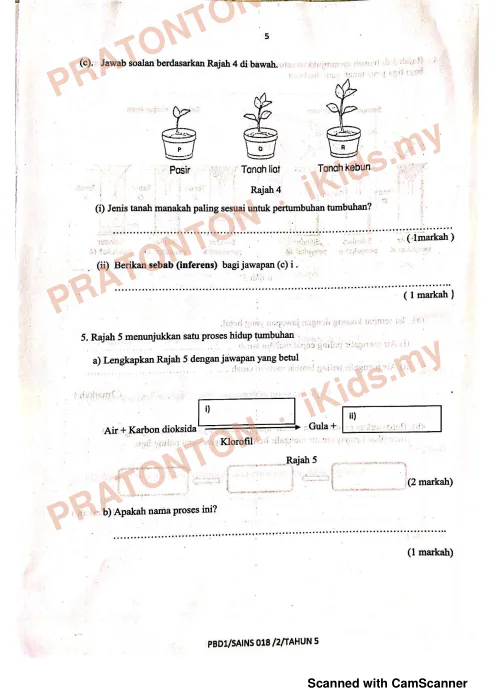 Pratonton muka 5 lembaran Peperiksaan Pertengahan Tahun — Sains Tahun 5 Kertas 2 — Sains Tahun 5