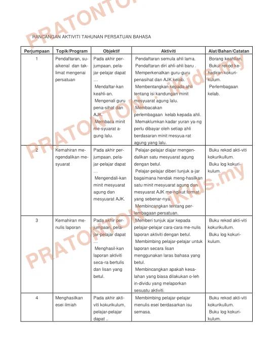 Pratonton muka 4 lembaran PERANCANGAN STRATEGIK PERSATUAN BAHASA 2017 -2020 — Bahasa Inggeris Tahun 3
