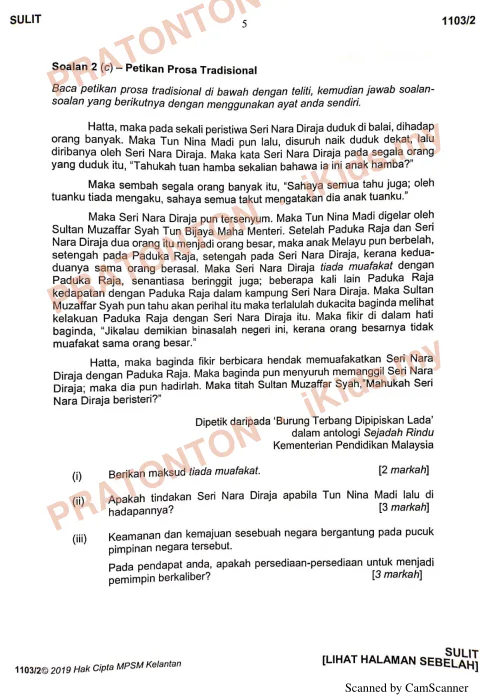 Pratonton muka 5 lembaran Percubaan Kelantan — Bahasa Melayu Kertas 2 — Bahasa Melayu Tahun 5