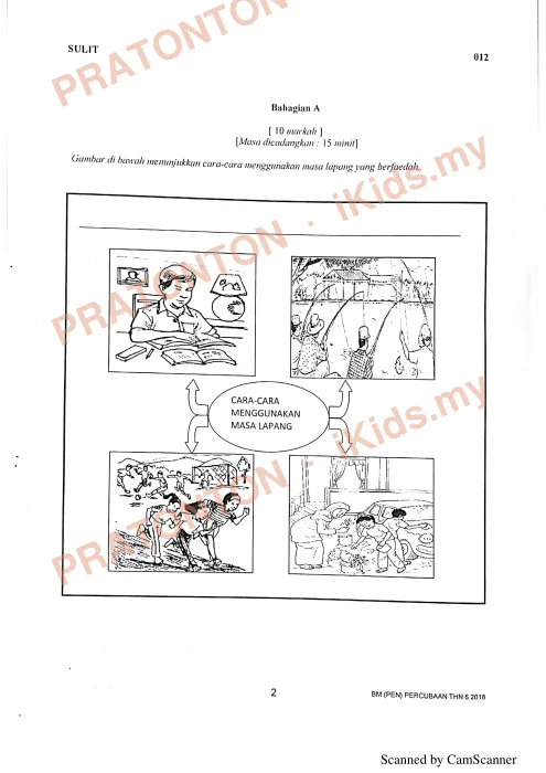 Pratonton muka 2 lembaran Percubaan UPSR 2018 — Bahasa Melayu Penulisan (Kelantan) — Bahasa Melayu Tahun 6