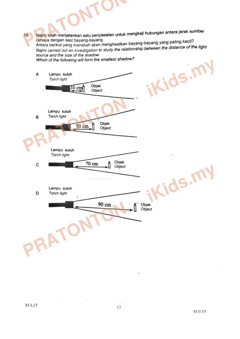 Pratonton muka 12 lembaran Percubaan UPSR 2018 Kedah — Sains Kertas 1 — Sains Tahun 6