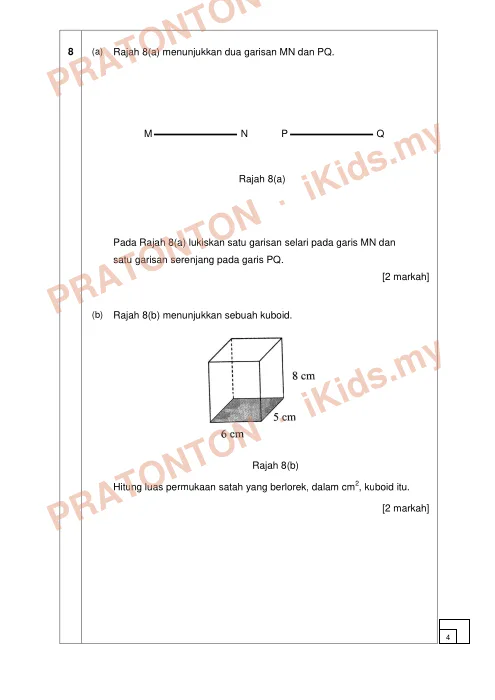Pratonton muka 7 lembaran Percubaan UPSR 2018 — Matematik Kertas 2 — Matematik Tahun 6