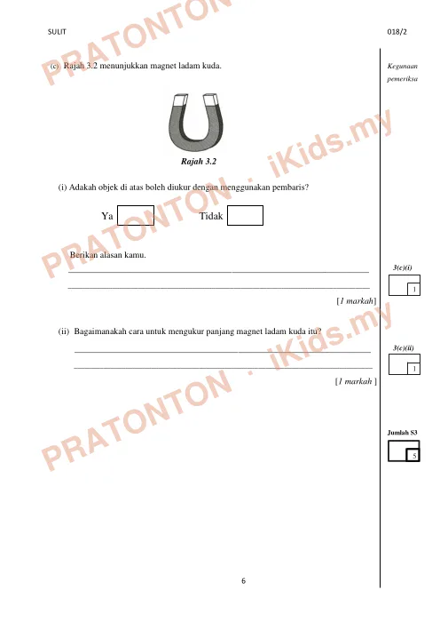 Pratonton muka 6 lembaran Percubaan UPSR AR 3 Daerah Meradong 2016 — Sains Kertas 2 — Sains Tahun 6