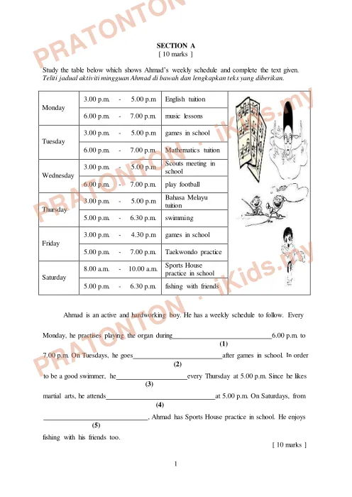 Pratonton muka 1 lembaran Percubaan UPSR — Bahasa Inggeris Penulisan (014) — Bahasa Inggeris Tahun 6