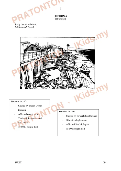 Pratonton muka 1 lembaran Percubaan UPSR Kota Tinggi 2019 — Bahasa Inggeris Penulisan (Set 1) — Bahasa Inggeris Tahun 6