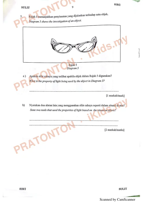 Pratonton muka 10 lembaran Percubaan UPSR Negeri Melaka 2018 — Sains Kertas 2 — Sains Tahun 6