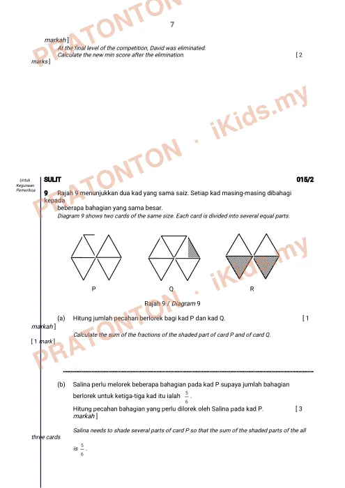 Pratonton muka 7 lembaran Percubaan UPSR Perak — Matematik Kertas 2 — Matematik Tahun 6