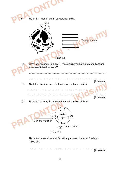 Pratonton muka 8 lembaran Percubaan UPSR Pulau Pinang 2019 — Sains Kertas 2 — Sains Tahun 6