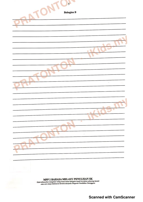 Pratonton muka 4 lembaran Percubaan UPSR Terengganu 2019 — Bahasa Melayu Penulisan — Bahasa Melayu Tahun 6
